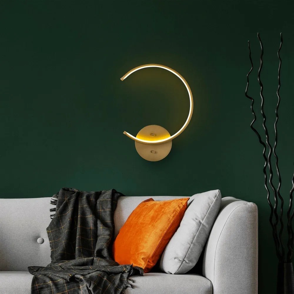 LED стенна лампа в златист цвят ø 10 cm Moon – Opviq lights