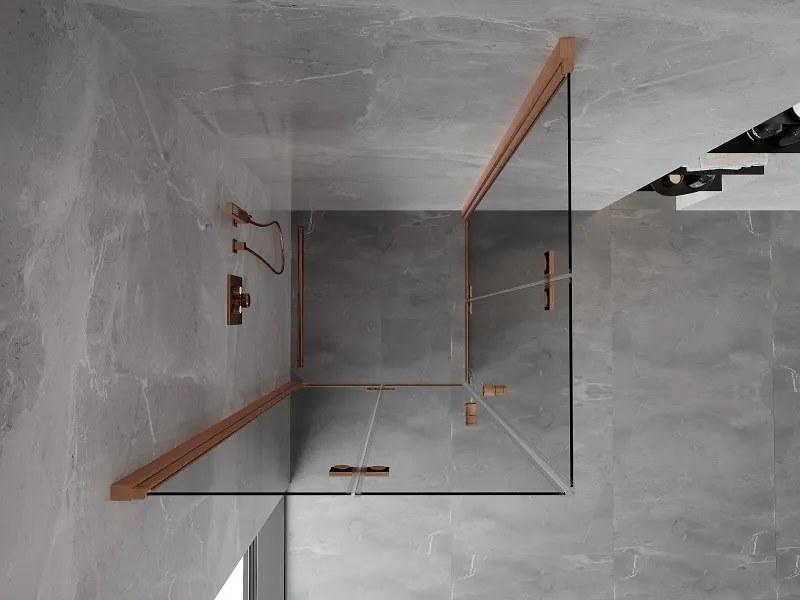 Mexen Mist-F Duo сгъваема душ кабина 80 x 80 см, прозрачна, четкана мед - 8A6-080L-080P-65-00