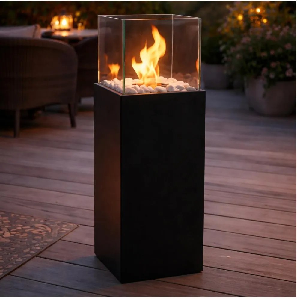 Биокамин ALICANTE 26,5x80,5 cm 2kW черен + защитен калъф