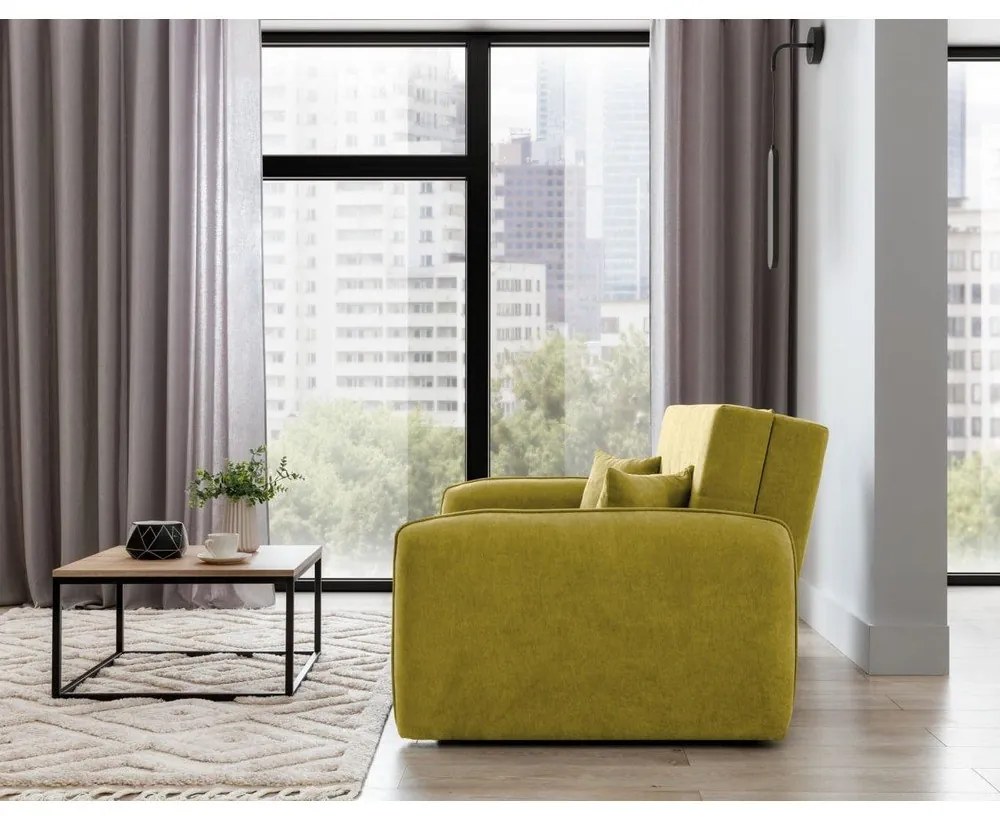 Жълт шенилов разтегателен диван с място за съхранение 155 cm Laine – ELTAP