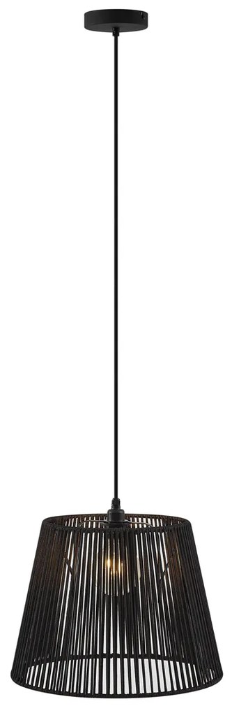 Външна висяща лампа черна с черен въжен абажур IP44 - Cava Jayla