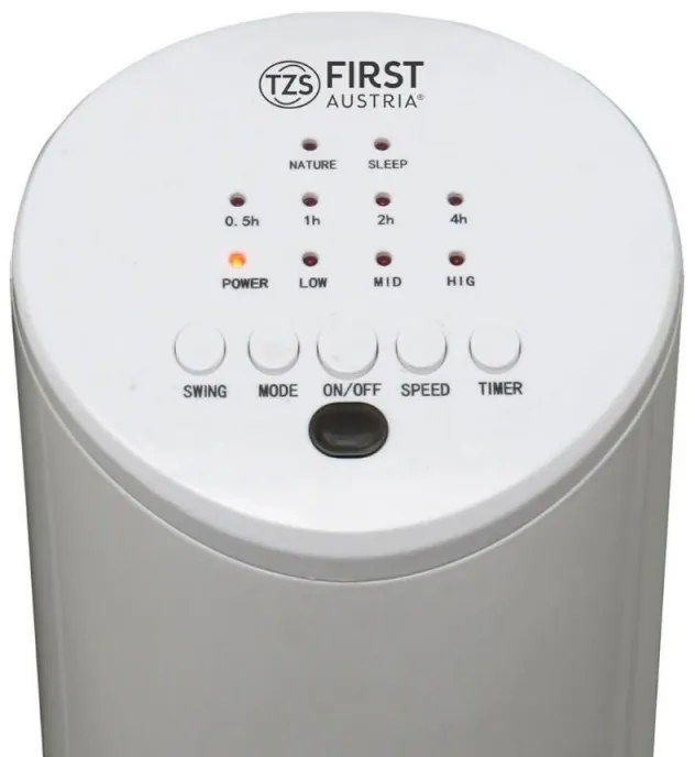 Вентилатор кула First Austria FA-5560-1, 60W, За етерични масла, Дистанционно, Таймер, Бял