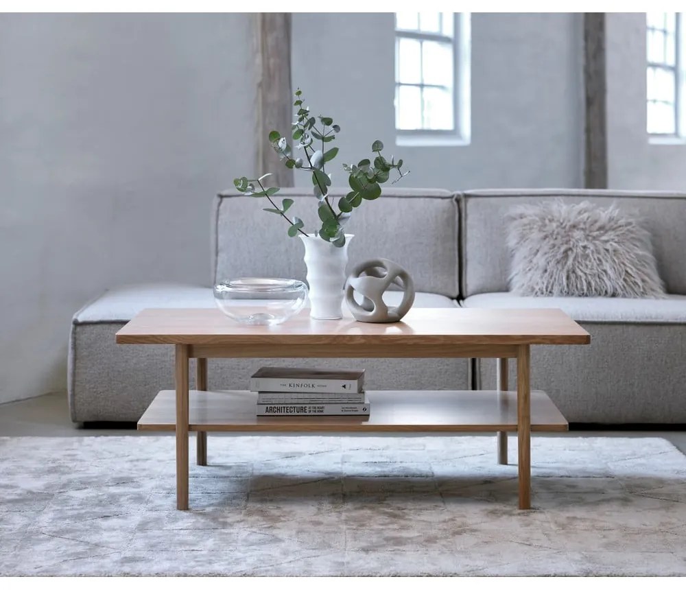 Масичка за кафе с плот в дъбов декор в естествен цвят 60x120 cm Ponza - Unique Furniture