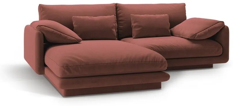 Розов кадифен ъглов диван (ляв ъгъл) Torino – Micadoni