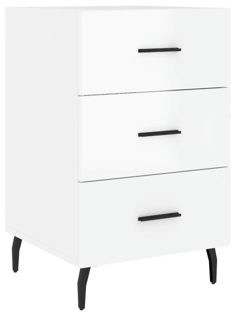 827678 vidaXL Нощно шкафче, бял гланц, 40x40x66 см, инженерно дърво