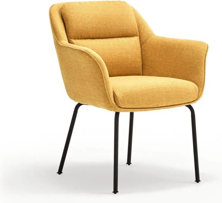 Тапициран трапезен стол с подлакътници в цвят горчица Sadira – Teulat