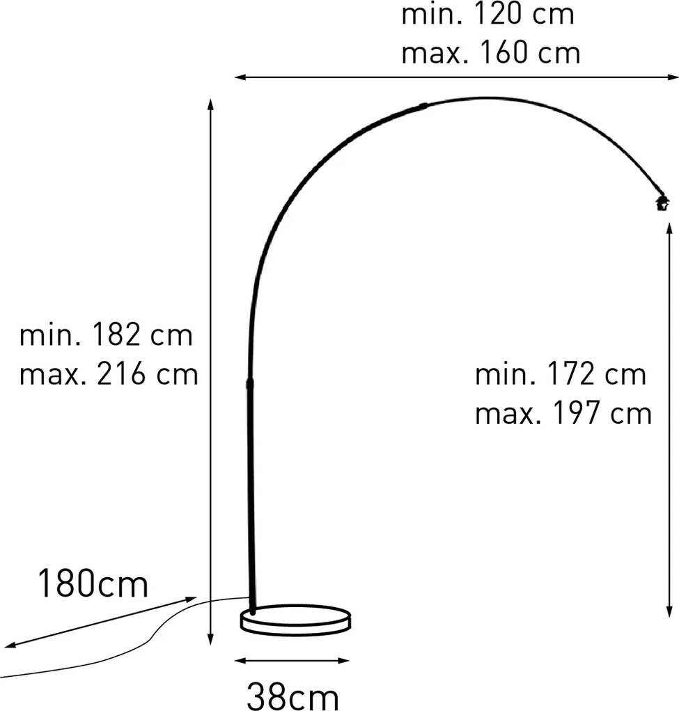 Модерна аркова лампа хром регулируема без абажур