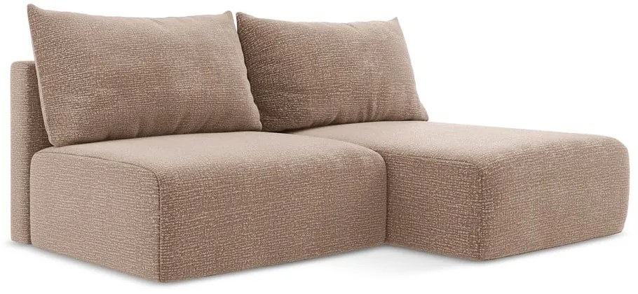 Светлокафяв разтегателен ъглов диван с място за съхранение (десен ъгъл) Kalena – Makamii