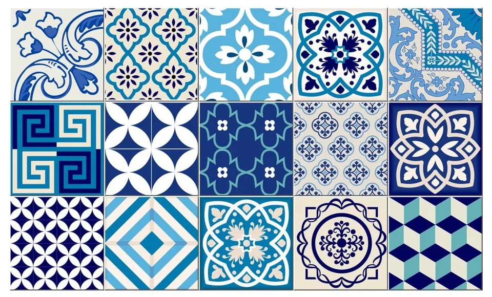 Комплект от 15 декоративни стикера за стена Azur, 10 x 10 cm - Ambiance