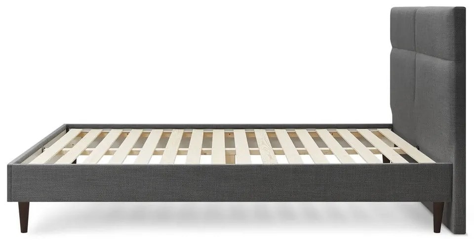 Черно тапицирано двойно легло с решетка 180x200 cm Elyna - Bobochic Paris