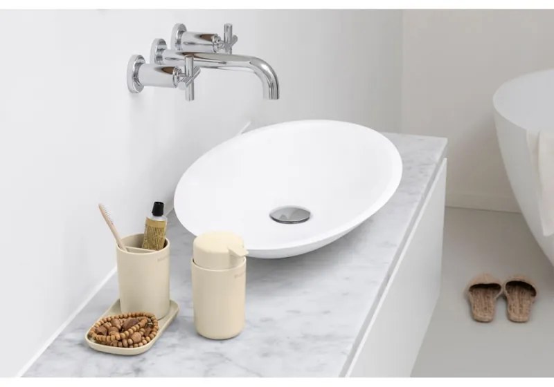 Комплект аксесоари за баня Brabantia ReNew 1006266, 3 части, 250 мл, Устойчиви на корозия, Бежов
