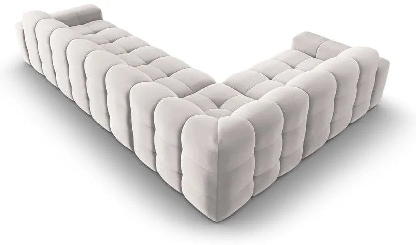 Ъглов диван от светлосиво кадифе (ляв ъгъл) Kendal - Micadoni Home