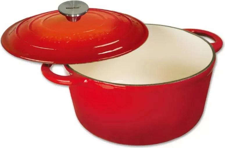 Чугунена тенджера Kinghoff KH 1614, 2.4 литра, 21 см, Емайлирана, Индукция, Червен