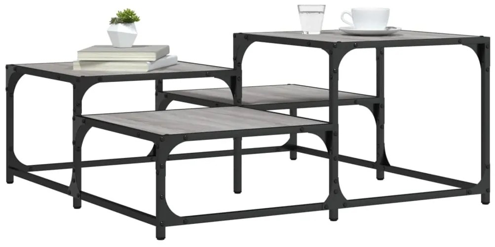 837745 vidaXL Кафе маса, сив сонома, 87,5x87,5x40 см, инженерно дърво