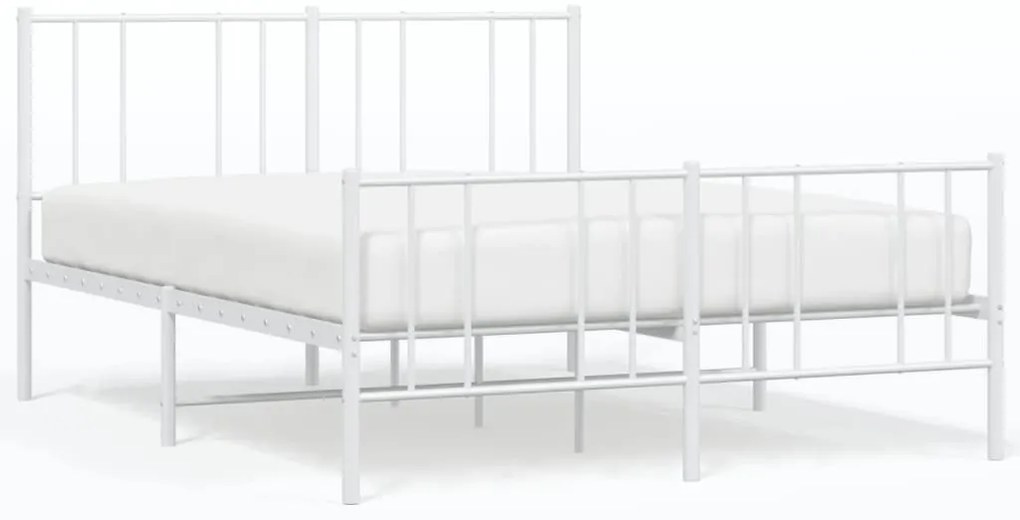 352545 vidaXL Метална рамка за легло с горна и долна табла, бяла, 120x200 см