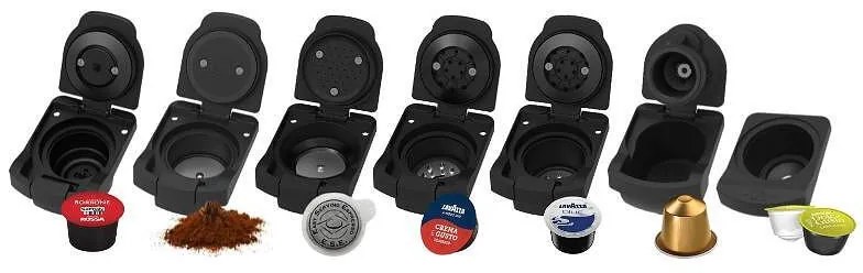 Еспресо машина 7в1 Crown CCM-1532R, 1400 W, 20 bar, 0.9 л, 7 адаптера, LED индикатори, Контрол дължината на кафето, Червен/черен