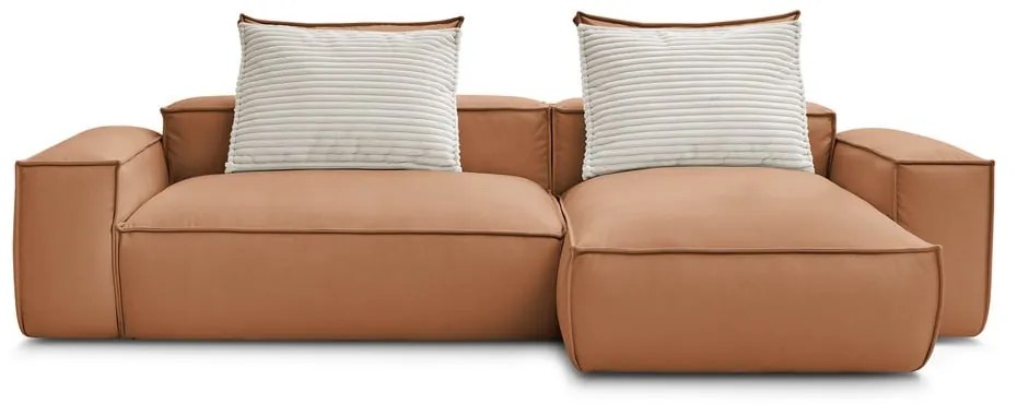 Кафяв ъглов диван от изкуствена кожа (променлив) Boheme – Bobochic Paris