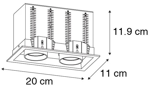 Модерен вграден прожектор черен регулируем 2-светлина - Roof