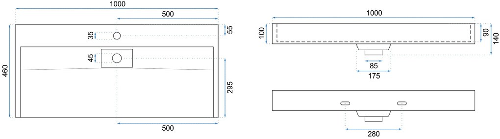 УМИВАЛНИК мраморен композит  Rea GOYA 100CM