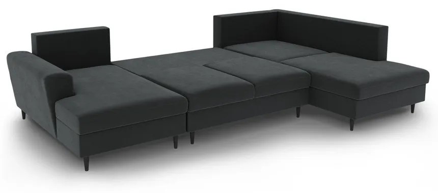 Тъмносив кадифен разтегателен ъглов диван с място за съхранение (десен ъгъл/U форма) Kyoto – Cosmopolitan Design