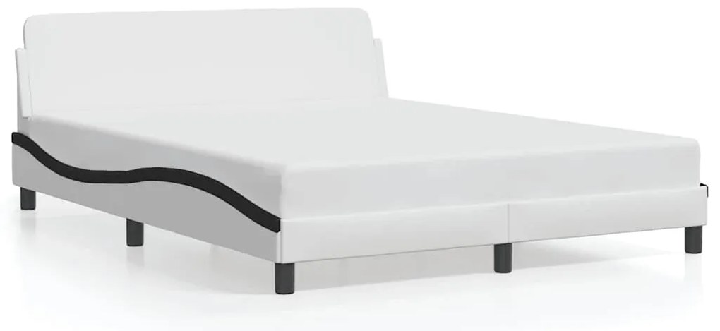 373224 vidaXL Рамка за легло Dover, бяла, черна, 160x200см, изкуствена кожа