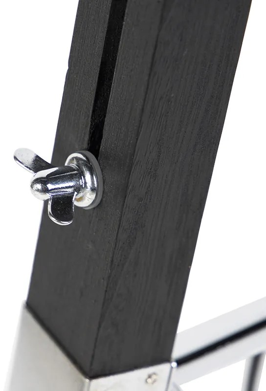 Подова лампа триножник черна с абажур 45 см ленено тъмно сиво