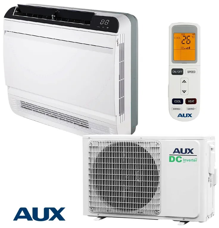 Инверторен климатик AUX AMCO-H14/4R3A +AM2-H14/4DR3, 14000 BTU, 30 м2, A++, Подово тяло, R-32, Бял