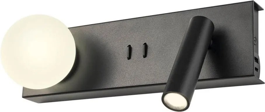 Redo 01-4663 - LED стенен аплик NORMA LED/5W/230V + LED/3W CRI 90 USB черен