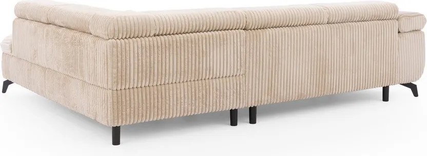 Бежов ъглов диван от рипсено кадифе (десен ъгъл L форма) Marbeya – Ropez