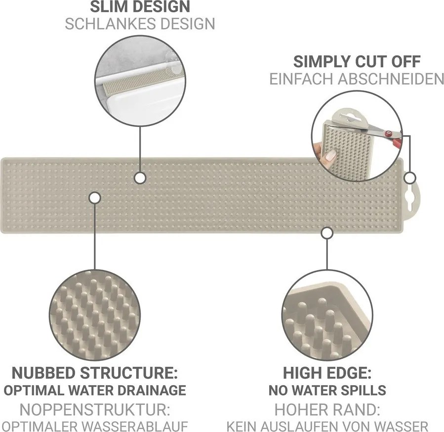 Бежова пластмасова тавичка за оттичане за съдовете 42x8 cm Slim – Wenko