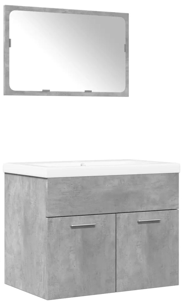 3324862 vidaXL Комплект мебели за баня от 3 части бетонно сив инженерно дърво