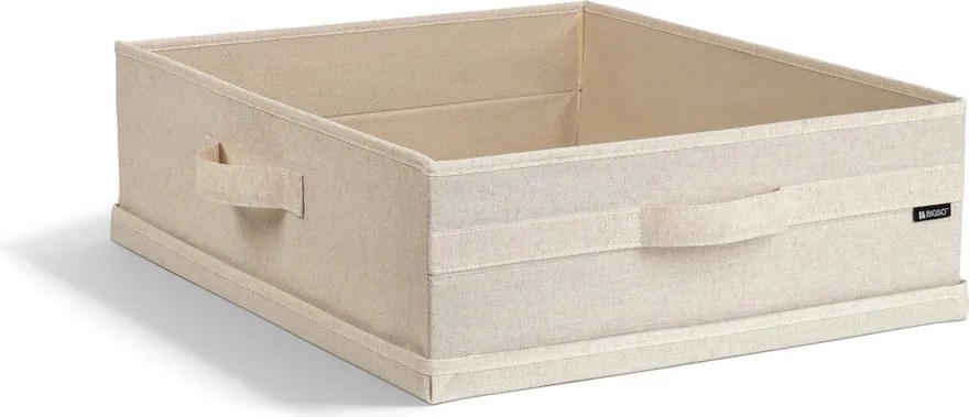 Бежова текстилна кутия за съхранение с капак 46x56x16 cm Soft Storage Low – Bigso