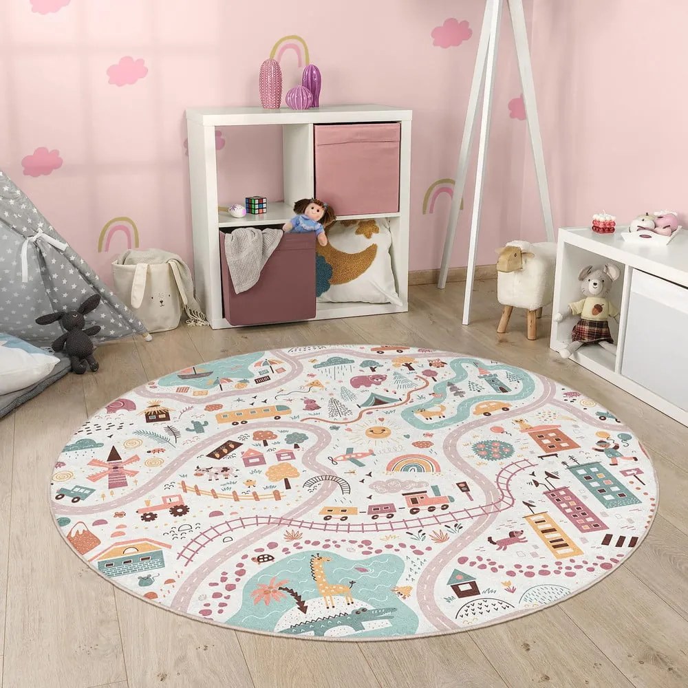 Детско килимче за игра подходящо за пране ø100 cm Furry World – Mila Home