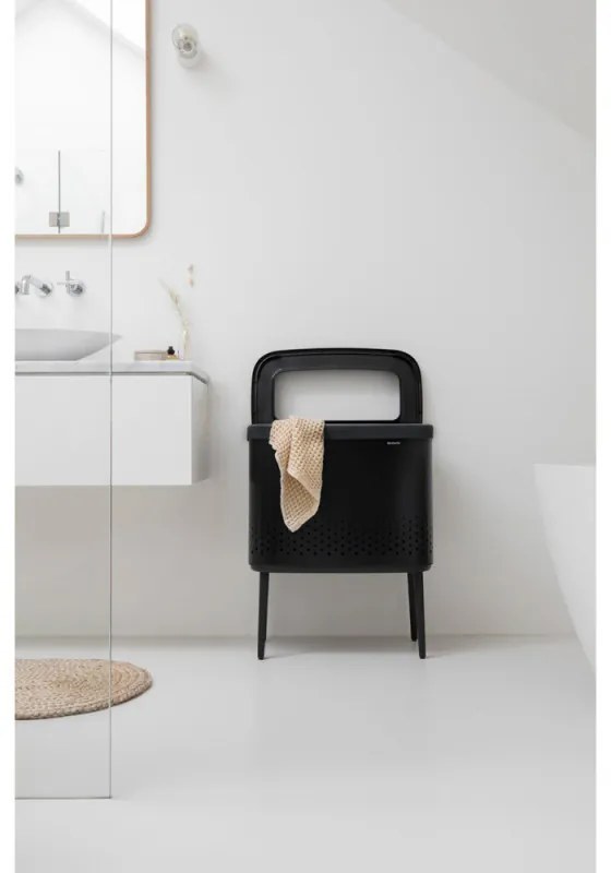 Кош за пране Brabantia Bo 1004175, 60 л, Пълнене без отваряне, Вентилационни отвори, Регулируеми крачета, Черен