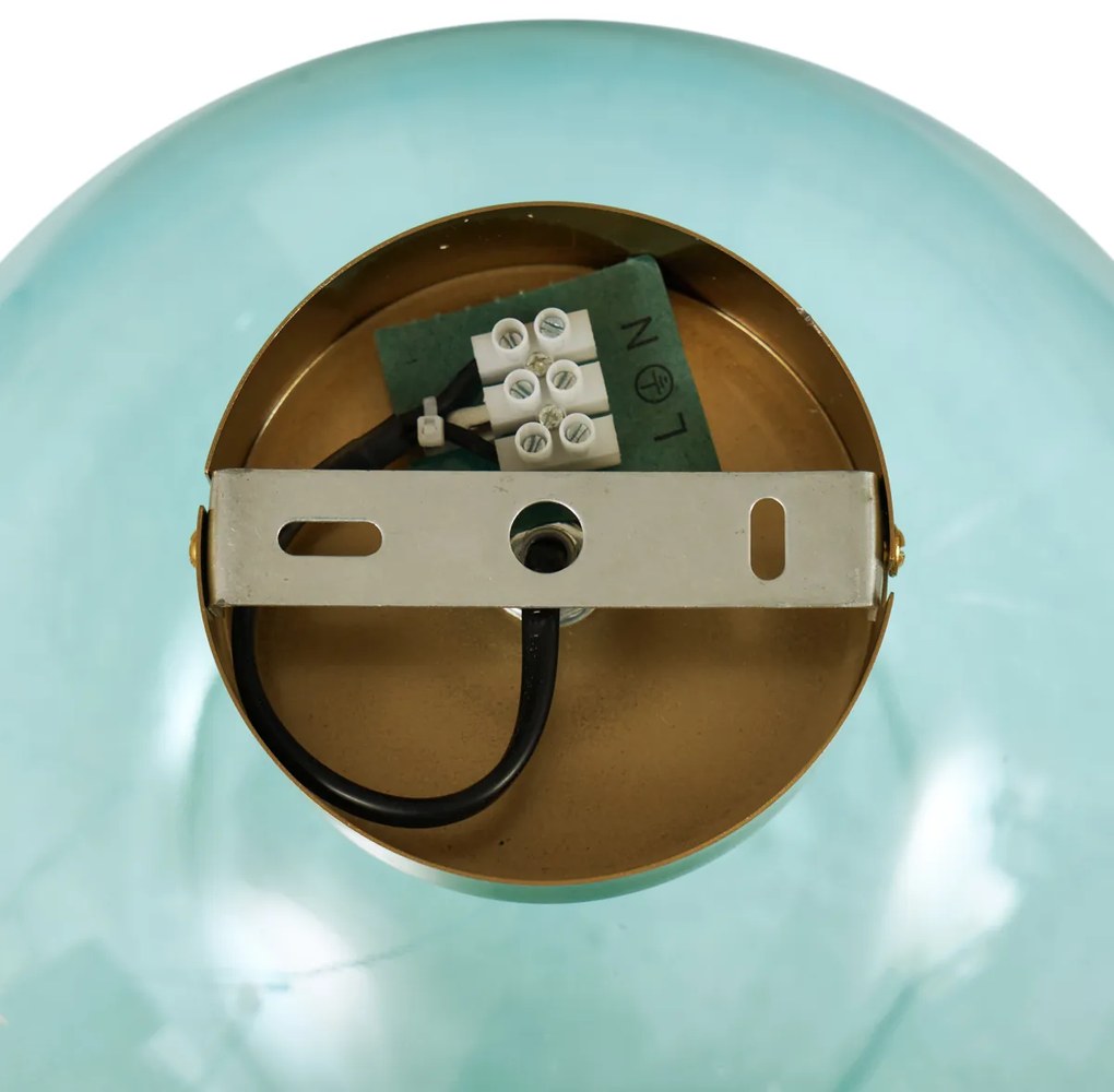 Арт Деко плафон месинг със синьо стъкло - Sandra