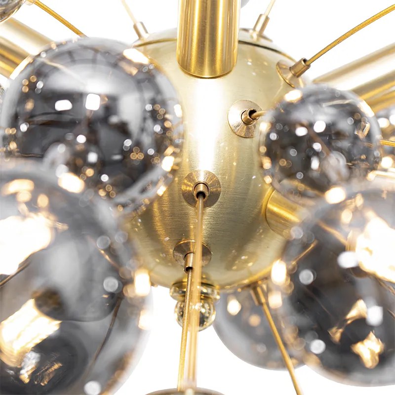 Дизайнерски висящ аплик месинг със стъкло дим 8-светлина - Explode