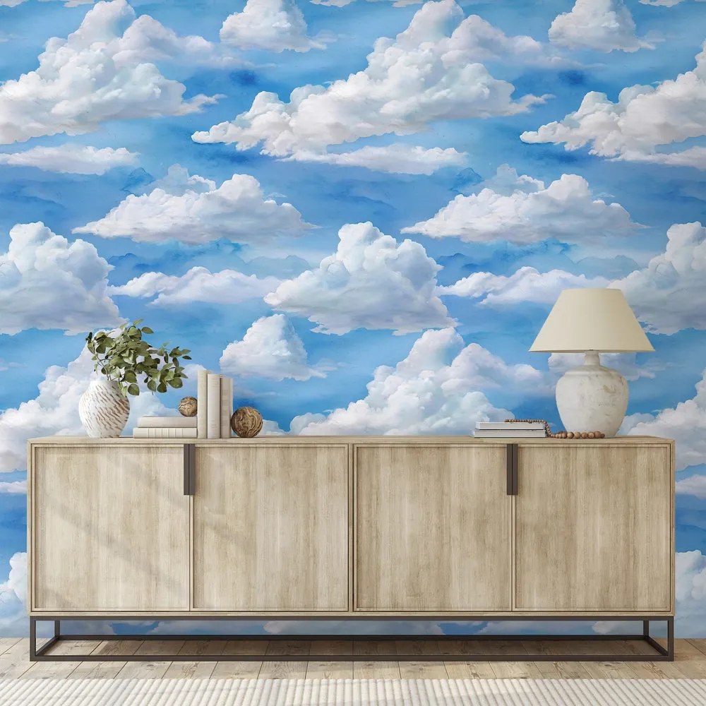 Самозалепващ фототапет – Пухкави бели облаци на синьо