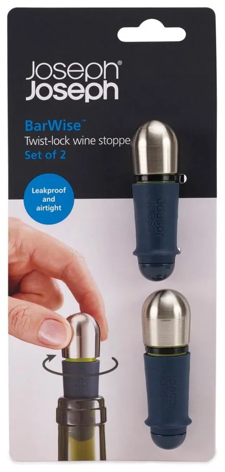 Комплект от 2 черни тапи за вино BarWise - Joseph Joseph
