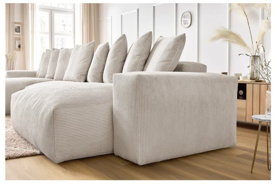 Кремав ъглов диван от рипсено кадифе Voltaire – Bobochic Paris