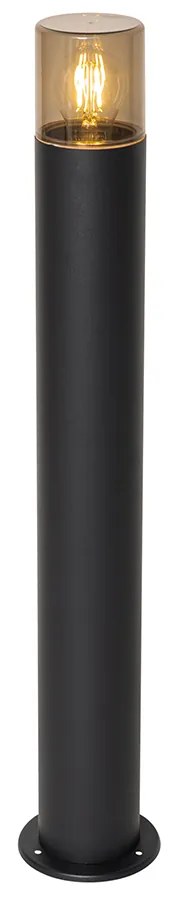 Подова лампа за външен монтаж черна с опушен абажур 70 см - Odense