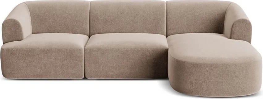 Светлокафяв кадифен ъглов диван (десен ъгъл) Campi – Cosmopolitan Design