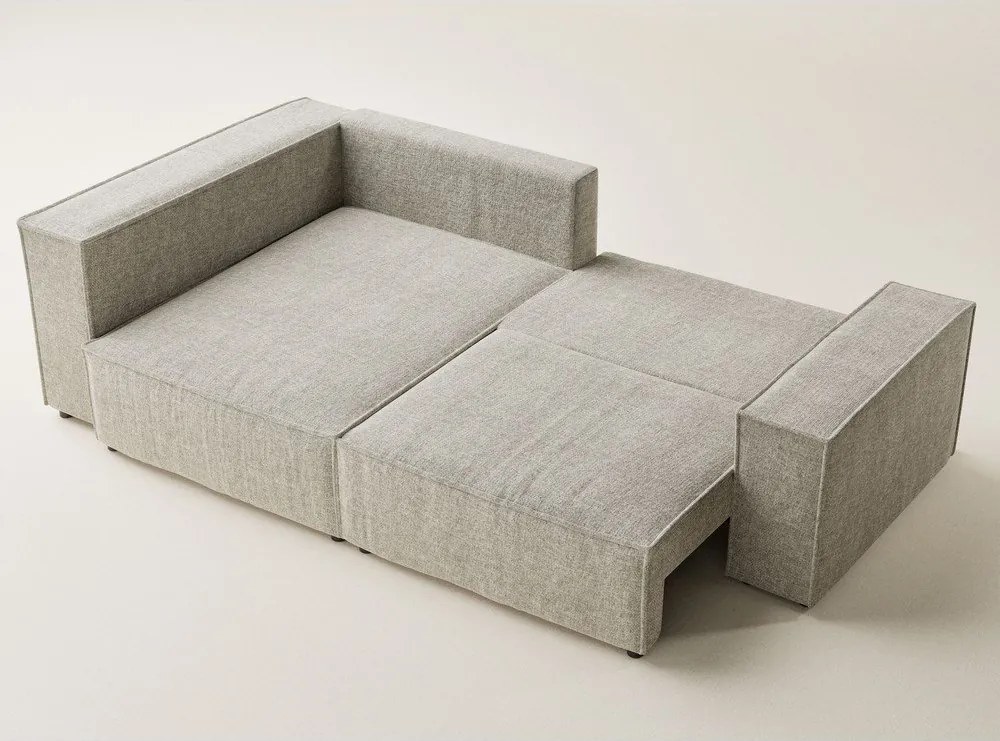 Бежов шенилов сгъваем/с място за съхранение ъглов диван (ляв ъгъл/L форма) Tonga – Maison de Rêve