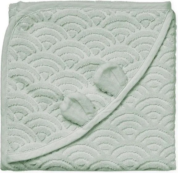 Детска хавлия с качулка от органичен памук в цвят мента 80x80 cm Dusty Green – Cam Cam Copenhagen
