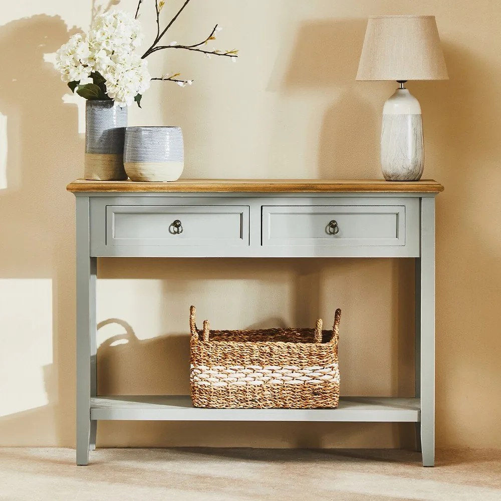Сива конзолна маса от масивна Пауловния 34,5x99 cm Henley – Premier Housewares