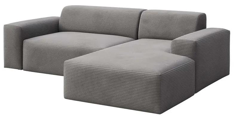 Сив велурен разтегателен диван (десен ъгъл) Fluvio - MESONICA