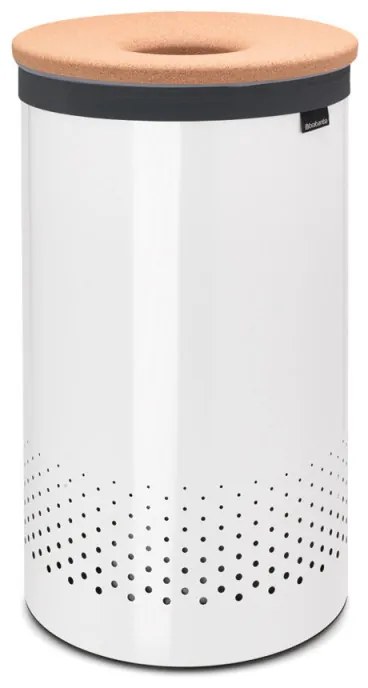 Кош за пране Brabantia 90300241, 60 л, Корков капак, Пълнене без отваряне, Вентилационни отвори, Бял