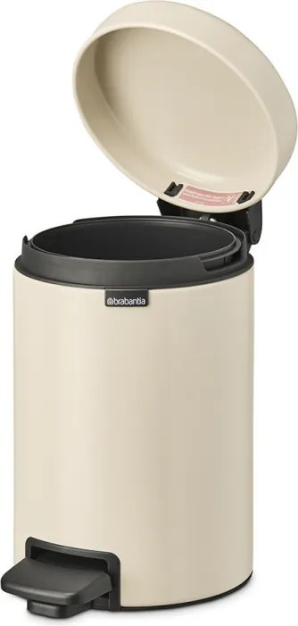 Кош за боклук с педал Brabantia NewIcon 1005523, 3 л, Плавно затваряне, Противоплъзгаща основа, Бежов