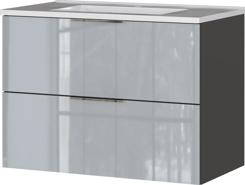 Сив гланцов стенен шкаф с мивка 81x61 cm Vasio – Germania