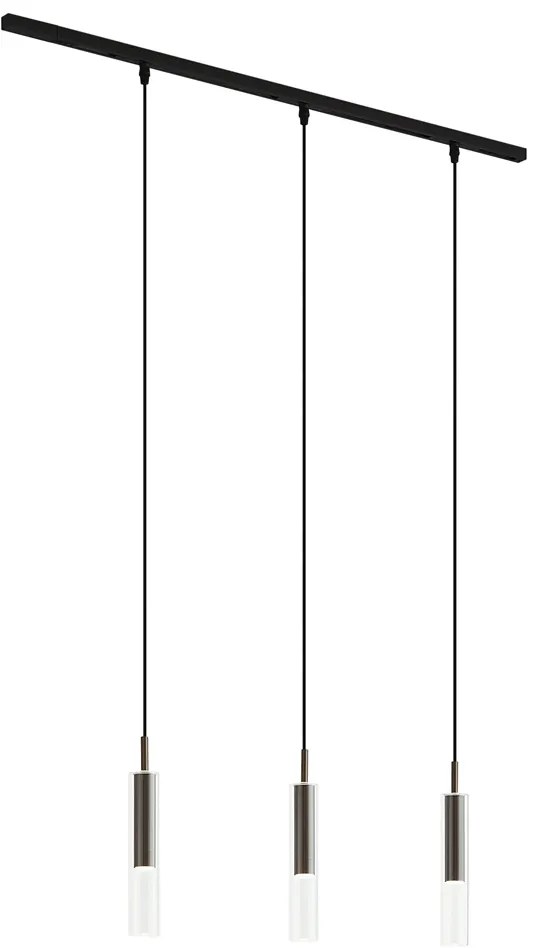 Модерна релсова осветителна система черна с 3 висящи лампи тъмен бронз 1-фазна - Slimline Loyce