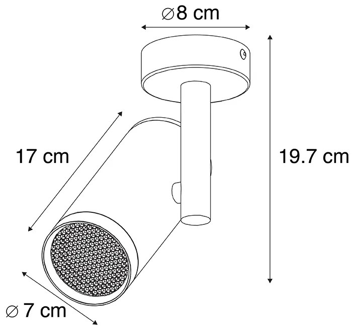 Дизайнерски таванен прожектор черен регулируем GU10 50mm - Scopio Honey